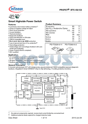 BTS432E2 datasheet - Smart Highside Power Switch