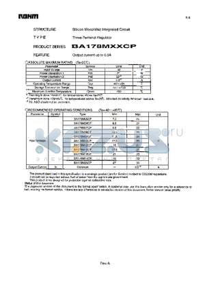 BA178MXXCP datasheet - Three-Terminal Regulator