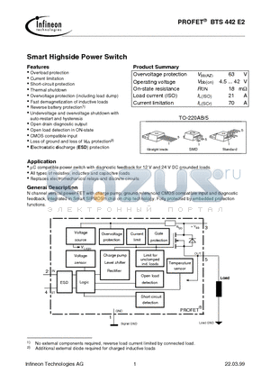 BTS442E2E3043 datasheet - Smart Highside Power Switch