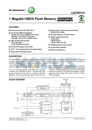 CAT28F010GI-12T datasheet - 1 Megabit CMOS Flash Memory