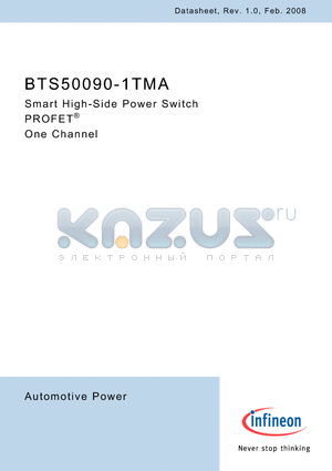 BTS50090-1TMA datasheet - Smart High-Side Power Switch PROFET^ One Channel