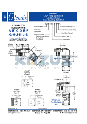 400AF002M22 datasheet - TAG Ring Backshell with Strain Relief