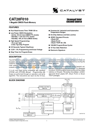 CAT28F010NA-12T datasheet - 1 Megabit CMOS Flash Memory