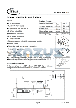BTS949 datasheet - Smart Lowside Power Switch