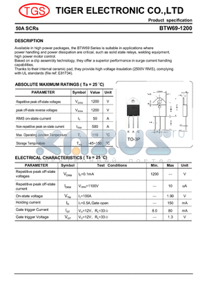 BTW69-1200 datasheet - 50A SCRs