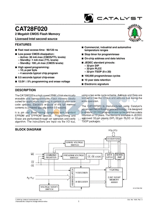 CAT28F020N-12T datasheet - 2 Megabit CMOS Flash Memory