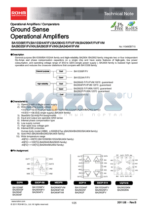 BA2902SF datasheet - Ground Sense Operational Amplifiers