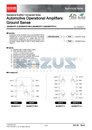 BA2902YF-C datasheet - Automotive Operational Amplifiers: Ground Sense