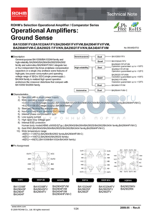 BA2904F datasheet - Operational Amplifiers: Ground Sense