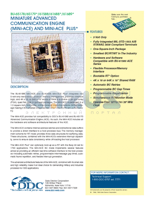 BU-61688 datasheet - MINIATURE ADVANCED COMMUNICATION ENGINE (MINI-ACE) AND MINI-ACE PLUS
