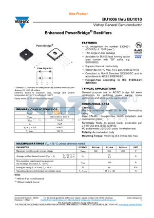 BU1006 datasheet - Enhanced PowerBridge Rectifiers