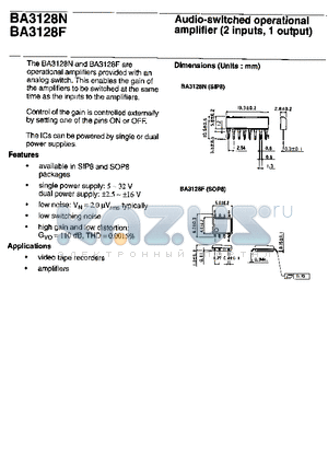 BA3128F datasheet - Audio-switched operational amplifier(2 inputs, 1 output)