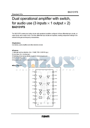 BA3131FS datasheet - Dual operational amplifier with switch, for audio use (3 inputs  1 output  2)