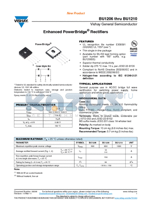 BU1206 datasheet - Enhanced PowerBridge Rectifiers