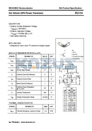 BU134 datasheet - isc Silicon NPN Power Transistor