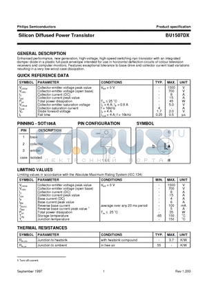 BU1507 datasheet - Silicon Diffused Power Transistor