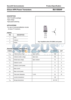 BU1508AF datasheet - Silicon NPN Power Transistors