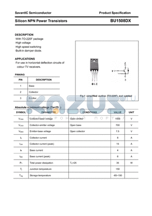 BU1508DX datasheet - Silicon NPN Power Transistors