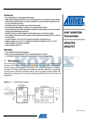 ATA5756-6DQY datasheet - UHF ASK/FSK Transmitter