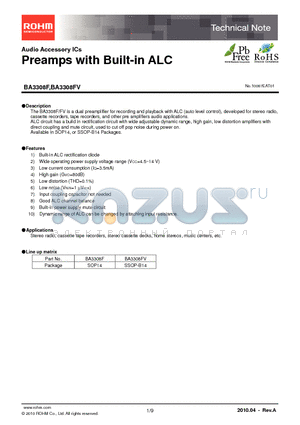 BA3308F-E2 datasheet - Preamps with Built-in ALC