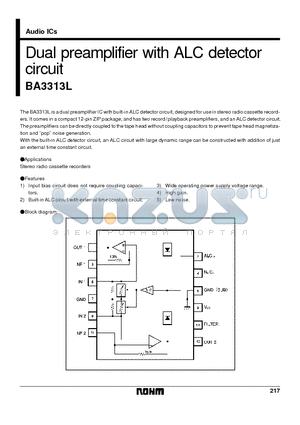 BA3313L datasheet - Dual preamplifier with ALC detector circuit