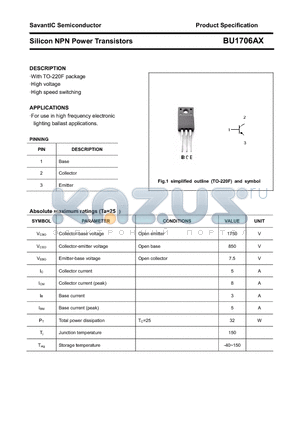 BU1706AX datasheet - Silicon NPN Power Transistors