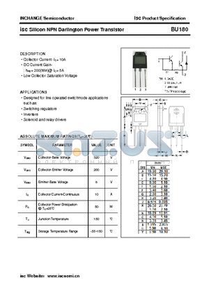 BU180 datasheet - isc Silicon NPN Darlington Power Transistor