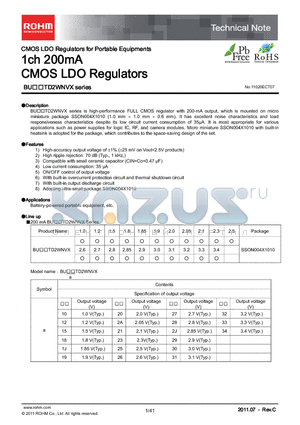 BU18TD2WNVX datasheet - 1ch 200mA CMOS LDO Regulators
