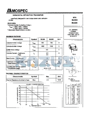 BU204 datasheet - POWER TRANSISTORS(2.5A,1300-1500V,36W)