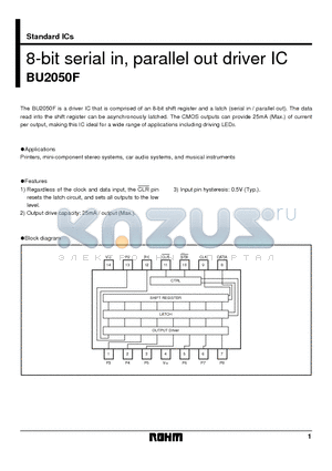 BU2050F datasheet - 8-bit serial in, parallel out driver IC