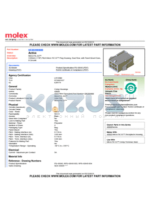 0430200800 datasheet - 3.00mm (.118