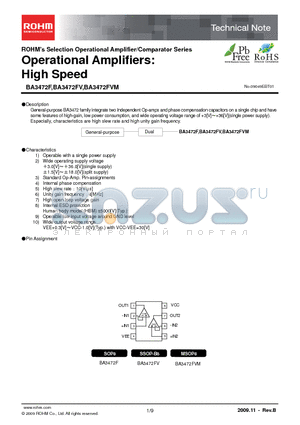 BA3472F datasheet - Operational Amplifiers: High Speed