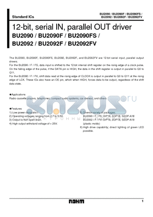 BU2092 datasheet - 12-bit, serial IN, parallel OUT driver