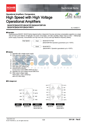 BA3474RFV datasheet - High Speed with High Voltage Operational Amplifiers