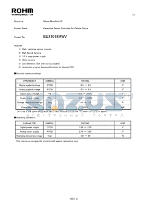 BU21018MWV datasheet - Silicon Monolithic IC