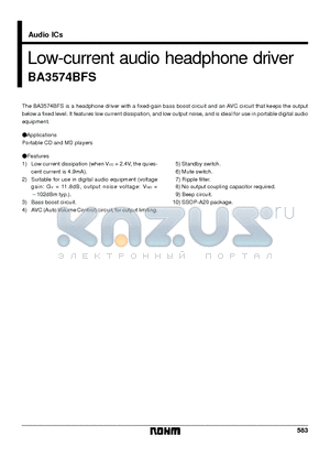 BA3574BFS datasheet - Low-current audio headphone driver