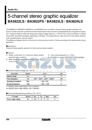 BA3824LS datasheet - 5-channel stereo graphic equalizer