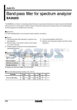 BA3826S datasheet - Band-pass filter for spectrum analyzer