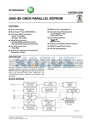 CAT28LV256LI25 datasheet - 256K-Bit CMOS PARALLEL EEPROM