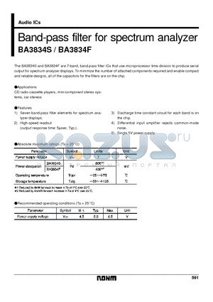 BA3834F datasheet - Band-pass filter for spectrum analyzer