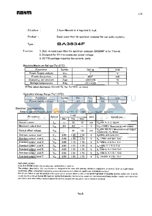 BA3834F datasheet - Band-pass filter for spectrum analyzer for car audio systems