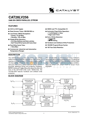 CAT28LV256N-30T datasheet - 256K-Bit CMOS PARALLEL E2PROM