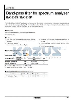 BA3835F datasheet - Band-pass filter for spectrum analyzer