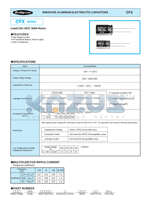 400CFX4.7M10X16 datasheet - MINIATURE ALUMINUM ELECTROLYTIC CAPACITORS