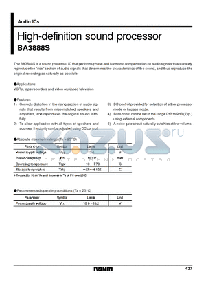 BA3888S datasheet - High-definition sound processor