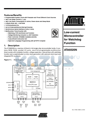 ATA6020N datasheet - Low-current Microcontroller for Watchdog Function