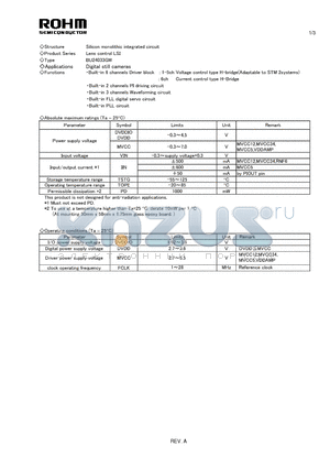 BU24033GW datasheet - Silicon monolithic integrated circuit