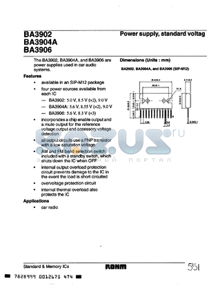 BA3902 datasheet - Power supply, standard voltage