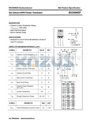 BU2506DF datasheet - isc Silicon NPN Power Transistor