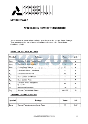 BU2508AF datasheet - NPN SILICON POWER TRANSISTORS